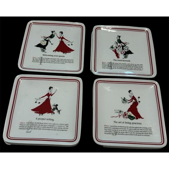 4 WILLIAMS SONOMA Appetizer Cheese Small Plates Party Etiquette Hostess Rules - Picture 1 of 10